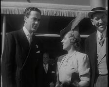 Actors Mary Pickford, her Husband Charles Buddy Rogers, and Noel Coward at a Theatrical..., 1939. Creator: British Pathe Ltd