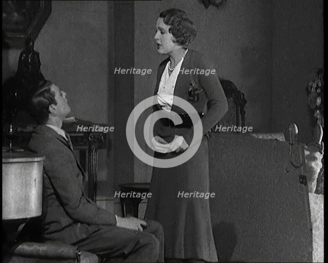 Actors on the Stage Performing the Play 'While Parents Sleep'. the Female Character is Wear..., 1931 Creator: British Pathe Ltd.