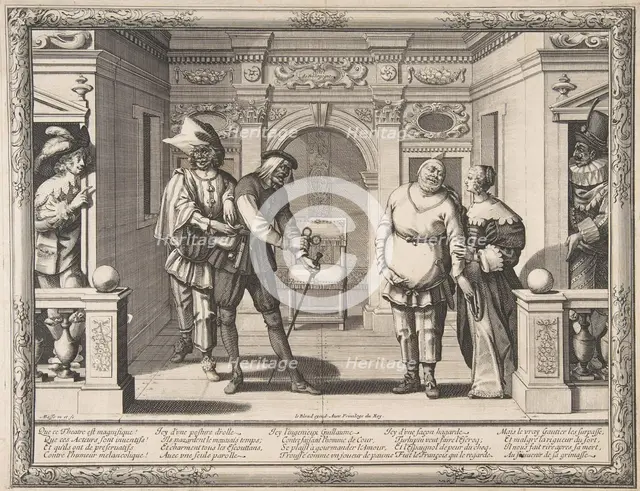 Actors at the Hotel de Bourgogne, ca. 1633-34. Creator: Abraham Bosse.