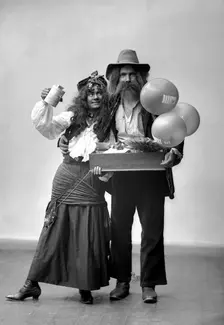 Actors dressed up as gypsies for a charity event, Landskrona, Sweden, 1906. Creator: Unknown