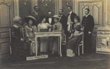 Actors performing French theatre at a prisoner of war camp in Cottbus, (between 1910 and 1919?). Creator: Unknown