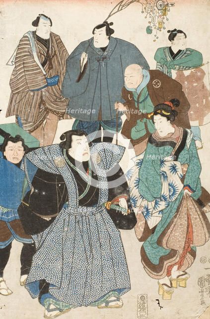 Actors Portraits Disguised as a Street Crowd, between circa 1850 and circa 1851. Creator: Utagawa Kuniyoshi.