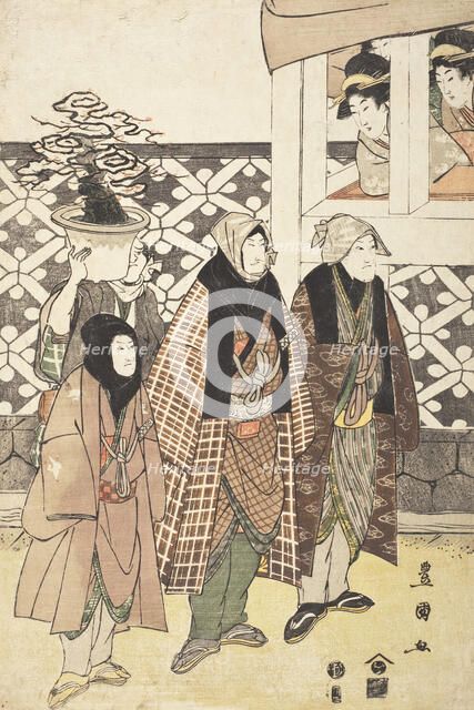 Actors with a Bonsai Tree, 1805. Creator: Utagawa Toyokuni I.