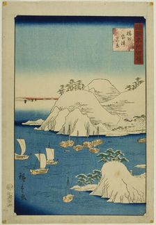 Actual View of Muro Harbor, Banshu Province (Banshu Muro-tsu shinkei) from the series..., 1859. Creator: Utagawa Hiroshige II