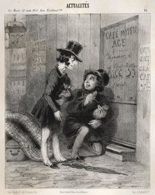 Actualités: Hé mon vieux! cest comme cela quon fait les affaires aujourdhui! on affice..., 1841. Creator: Clémente Pruche (French, 1831-1870)