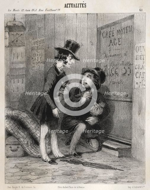 Actualités: Hé mon vieux! cest comme cela quon fait les affaires aujourdhui! on affice..., 1841. Creator: Clémente Pruche (French, 1831-1870).