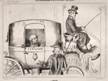 Actualités: Les Inconvénients des voitures publique: LUrbaine, 1839. Creator: Clémente Pruche (French, 1831-1870)