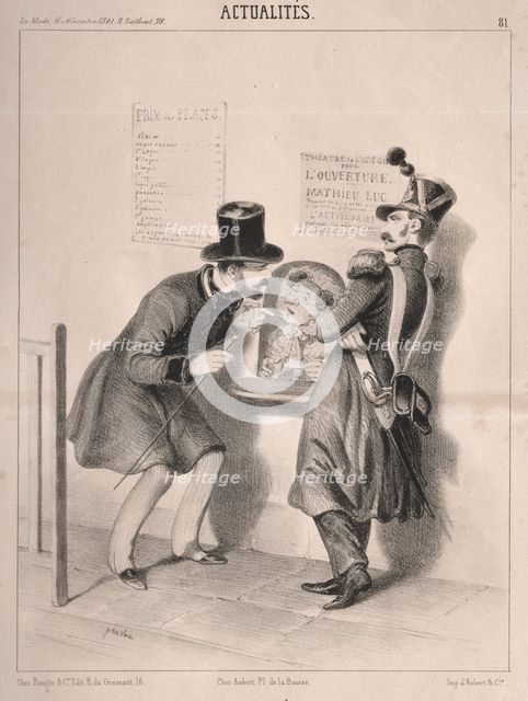 Actualités: LOuverture du second théatre français… Creator: Clémente Pruche (French, 1831-1870).