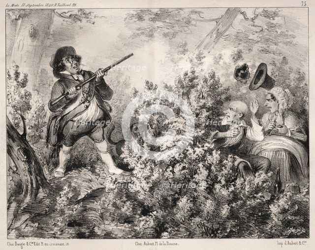Actualités: LOuverture de la Chasse, 1840. Creator: Clémente Pruche (French, 1831-1870).