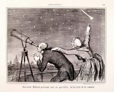 Actualites. M. Babinet prévenu par sa portière de la visite de la comète, 1858. Creator: Honore Daumier