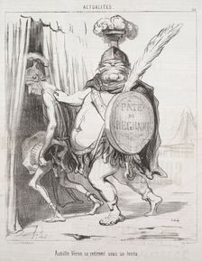 Actualities: Achilles Withdrawing into his Tent, 1850. Creator: Honoré Daumier (French, 1808-1879)