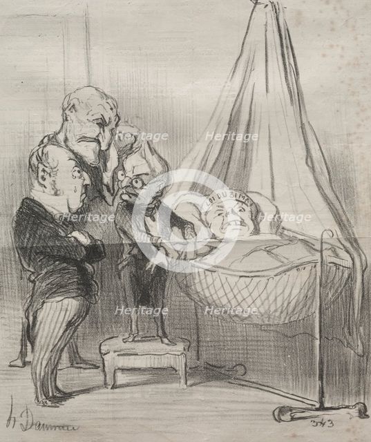 Actualities: Decidedly, she is very ill!..., 1851. Creator: Honoré Daumier (French, 1808-1879).