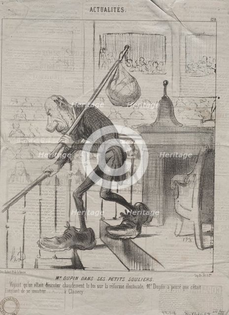 Actualities (No. 128): Mr. Dupin in his little shoes, 1850. Creator: Honoré Daumier (French, 1808-1879).
