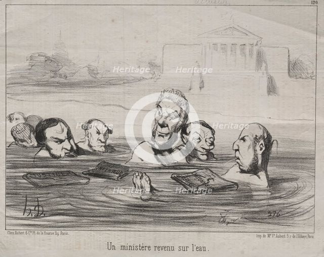 Actualities (No. 120): A Minister returns to the water, 1851. Creator: Honoré Daumier (French, 1808-1879).