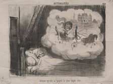 Actualities (No. 238): Dreaming that she had won many bars of gold, 1851. Creator: Honoré Daumier (French, 1808-1879)