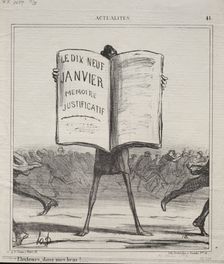 Actualities (No. 41): Electors, in my arms!..., 1869. Creator: Honoré Daumier (French, 1808-1879)
