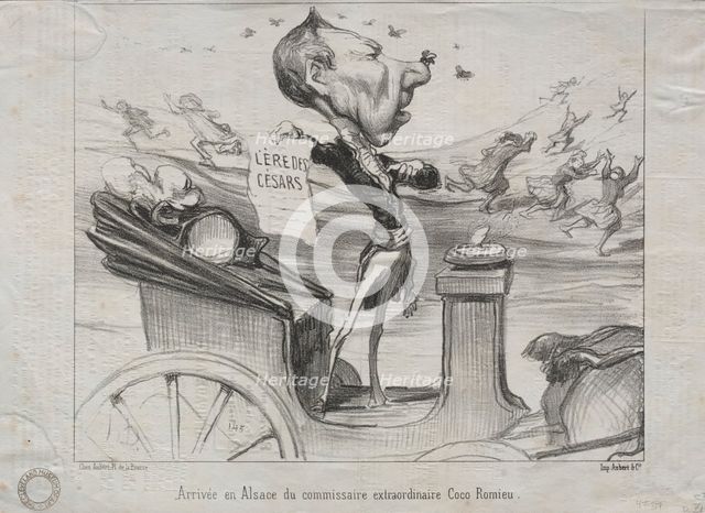 Actualities (No. 81): The Arrival in Alsace of the extraordinary commissioner, Coco Romieu, 1850. Creator: Honoré Daumier (French, 1808-1879).