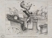 Actualities (No. 81): The Arrival in Alsace of the extraordinary commissioner, Coco Romieu, 1850. Creator: Honoré Daumier (French, 1808-1879)