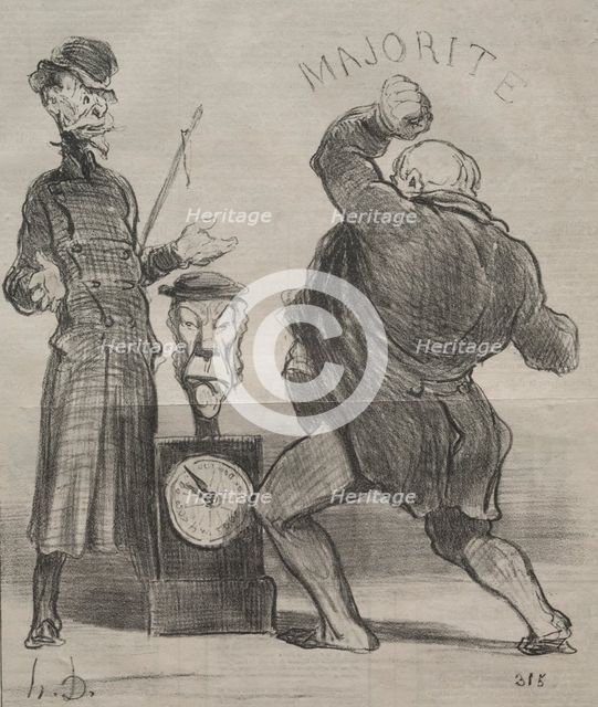 Actualities (plate 183): Trying one's strength, 1851. Creator: Honoré Daumier (French, 1808-1879).