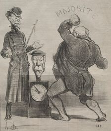 Actualities (plate 183): Trying one's strength, 1851. Creator: Honoré Daumier (French, 1808-1879)