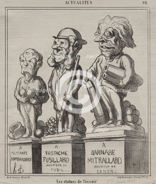 Actualities (plate 98): Statues of the future, 1868. Creator: Honoré Daumier (French, 1808-1879).