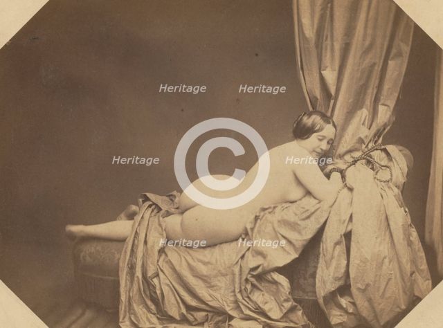 Academic Nude, Reclining on a Sofa, c. 1855. Creator: Auguste Belloc (French, 1801-c. 1868).