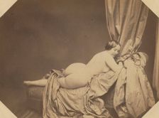 Academic Nude, Reclining on a Sofa, c. 1855. Creator: Auguste Belloc (French, 1801-c. 1868)