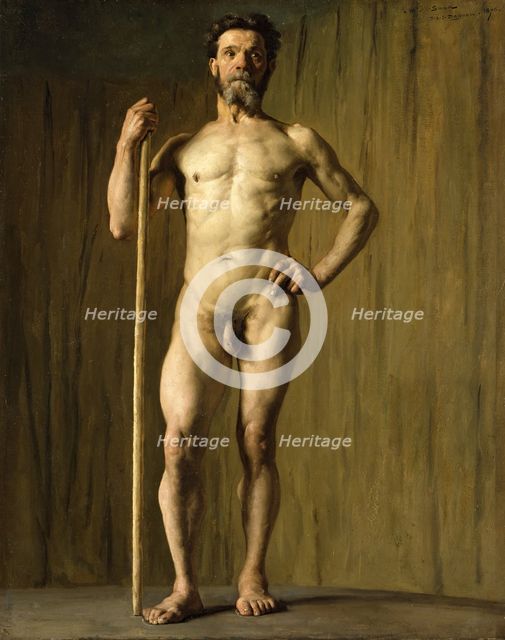 Academic study of a male nude, 1876. Creator: Pascal Adolphe Jean Dagnan-Bouveret.