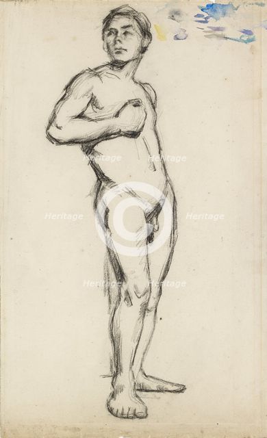 Academic Study of a male Nude with his right Hand clenched across his Chest, 1865. Artist: Paul Cezanne.