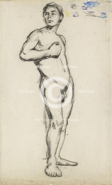 Academic Study of a male Nude with his right Hand clenched across his Chest, 1865. Artist: Paul Cezanne.