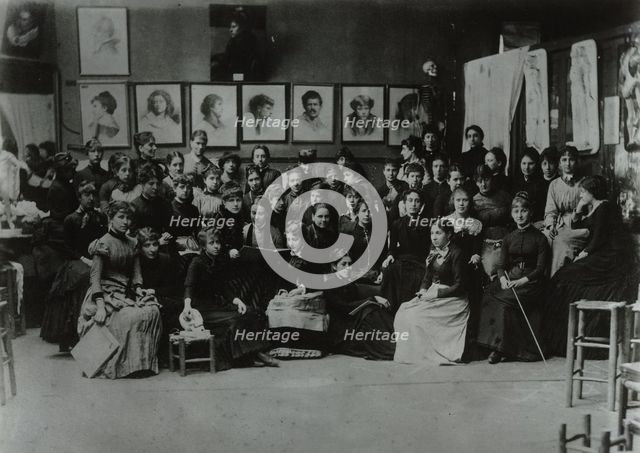 Academie Julian, Paris, group of art students, c1885, printed later. Creator: Unknown.