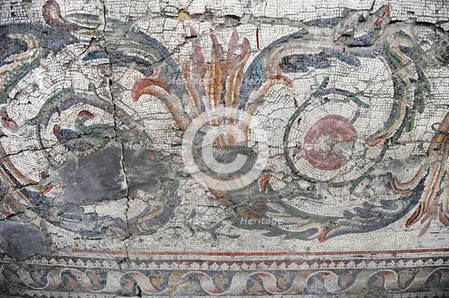 Acanthus frieze, mosaic pavement in the Great Palace of Constantinople, 4th-6th century. Creator: LTL.