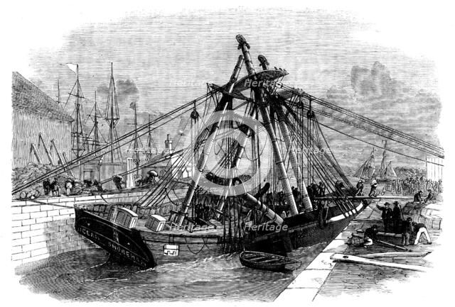 Accident at the Entry Lock of the East India Docks, Blackwall, 1858. Creator: Unknown.