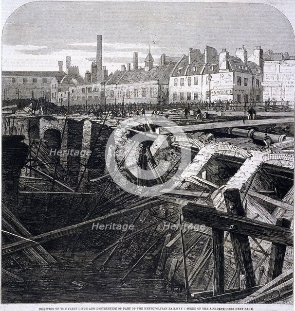 Accident in Farringdon Street, London, 1862. Artist: Anon