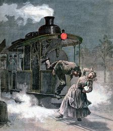 Accident on the Marly-le-Roi rail line, France, 1891. Creator: F Meaulle
