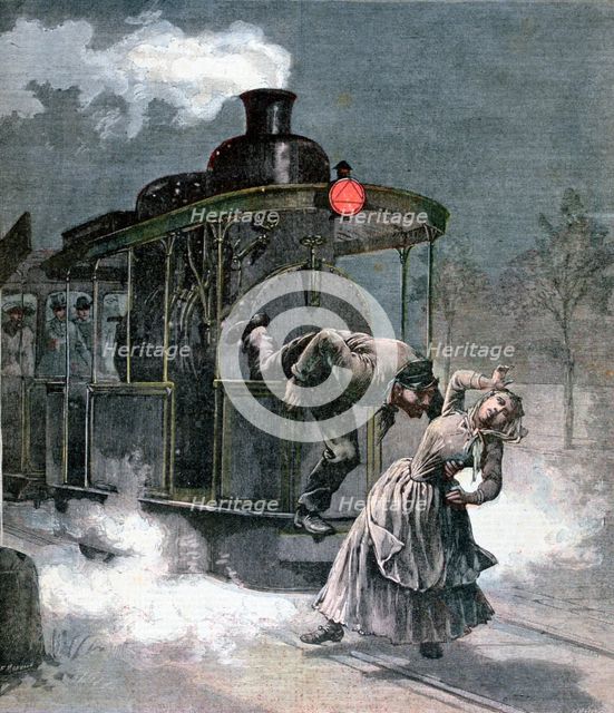 Accident on the Marly-le-Roi rail line, France, 1891. Creator: F Meaulle.