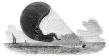 Accident to the Nassau Balloon, between Gravesend and the Nore, 1850. Creator: Unknown
