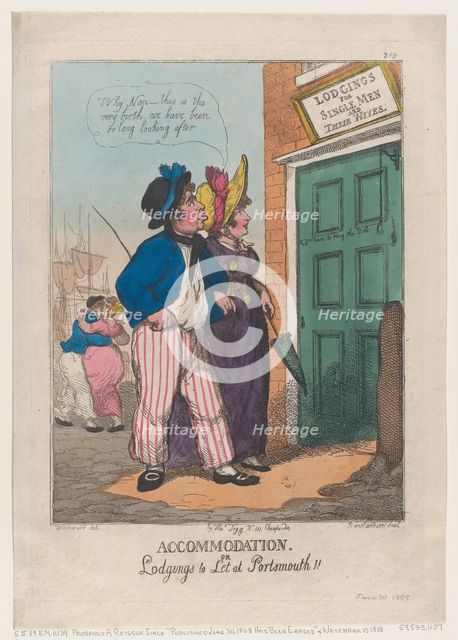 Accommodation, or Lodgings to Let at Portsmouth!!, June 30, 1808., June 30, 1808. Creator: Thomas Rowlandson.