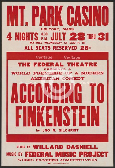 According to Finkenstein, Holyoke, MA, [193-]. Creator: Unknown.