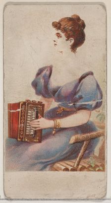 Accordion, from the Musical Instruments series (N82) for Duke brand cigarettes, 1888., 1888. Creator: Schumacher & Ettlinger