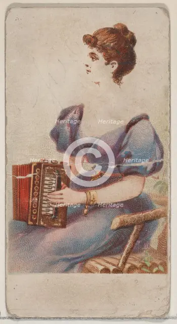 Accordion, from the Musical Instruments series (N82) for Duke brand cigarettes, 1888., 1888. Creator: Schumacher & Ettlinger.