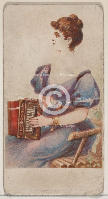 Accordion, from the Musical Instruments series (N82) for Duke brand cigarettes, 1888., 1888. Creator: Schumacher & Ettlinger.