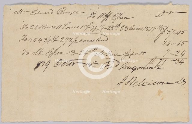Account of taxable property, including enslaved persons, owned by Edward Rouzee, October 18, 1819. Creator: Unknown.