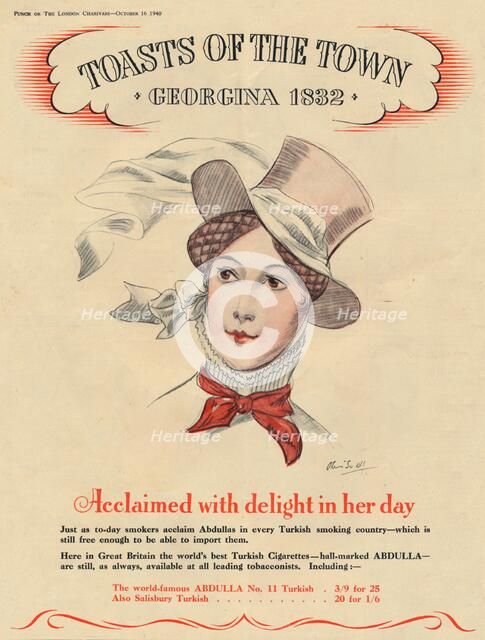 'Acclaimed with delight in her day, Toasts of the Town - Georgina 1832', 1940. Artist: Unknown.