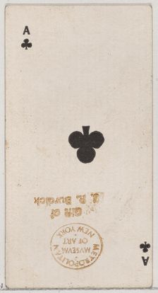 Ace of Clubs (black), from the Playing Cards series (N84) for Duke brand cigarettes, 1888., 1888. Creator: Unknown