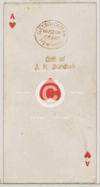 Ace of Hearts (red), from the Playing Cards series (N84) for Duke brand cigarettes, 1888., 1888. Creator: Unknown.