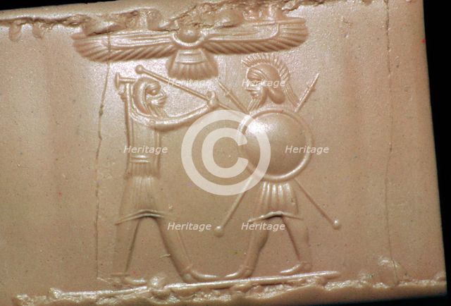 Achaemenid cylinder-seal impression referring to the Greek wars. Artist: Unknown