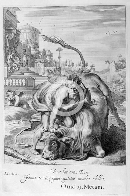 Achelous in the shape of a bull is vanquished by Hercules, 1655. Creator: Unknown.