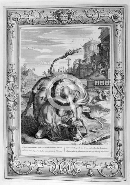 Achelous in the shape of a bull is vanquished by Hercules, 1733. Artist: Bernard Picart
