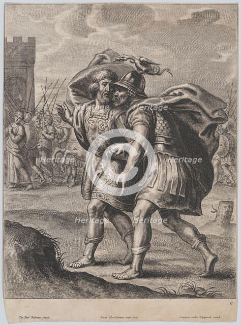 Achilles and Priam, in conversation outside of Troy, ca. 1644-66. Creator: Lucas Vorsterman II.